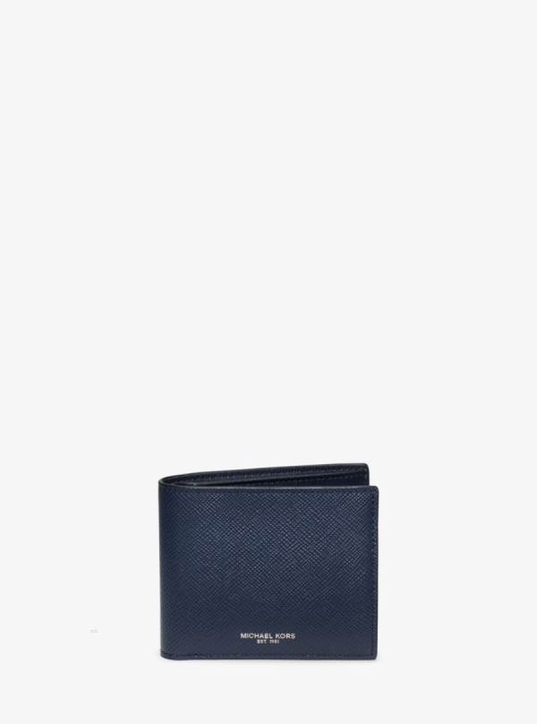 Panske Penazenky Michael Kors Harrison Crossgrain Leather Billfold With Passcase Námornícka Modrá - Doplnky Michael Kors Outlet | YXEPA-6904